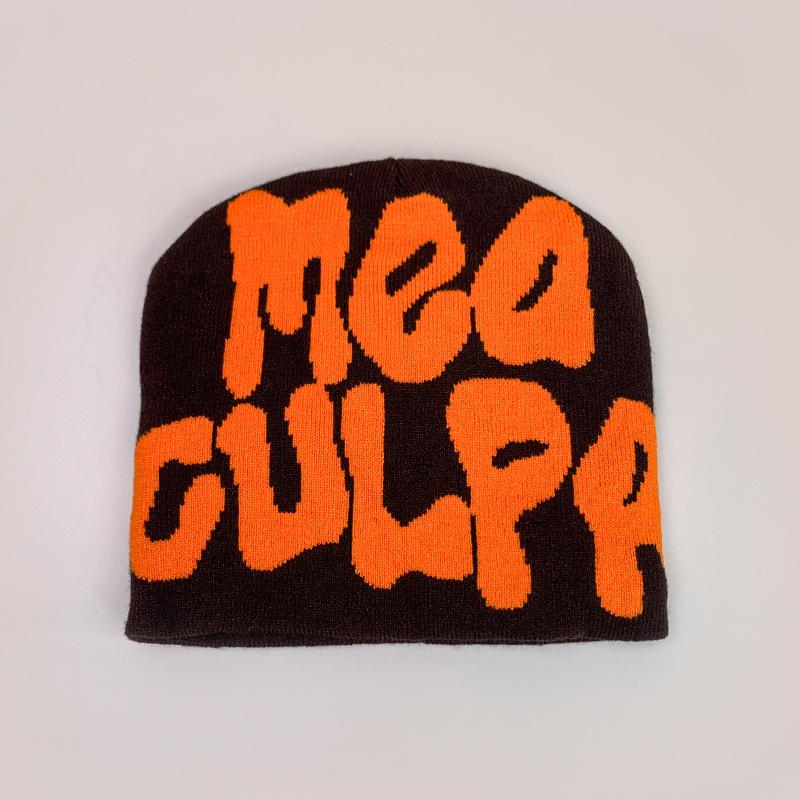 Cross-Border Wind Letter Jacquard Knitted Hat For Men And Women, Warm Contrasting Color, Hip-Hop Street Pullover Hat
