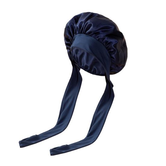 Sleeping Satin Bonnet with Elastic Tie Band Adjustable Large Silk Hair Bonnet Wrap Solid Color Women Braids Long Curly Hair Night Sleep Cap