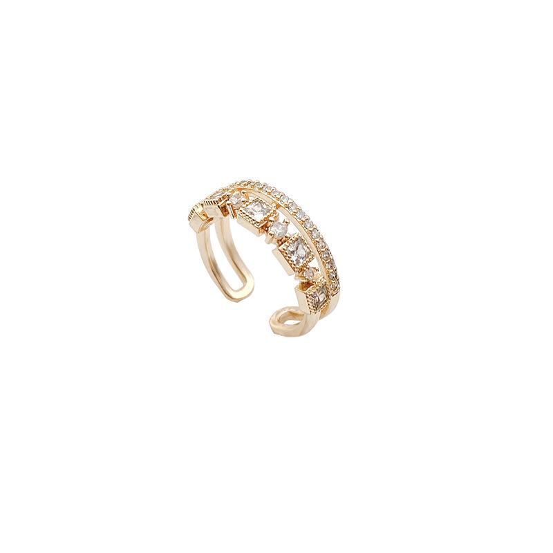 Diamond-Studded Minimalist Double-Layer Adjustable Ring for Women