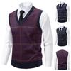 2025 Herren Herbst/Winter V-Ausschnitt Karierter Strick-Pulloverweste mit Samtfutter - Jugendlich Lässig Ärmelloser Pullover