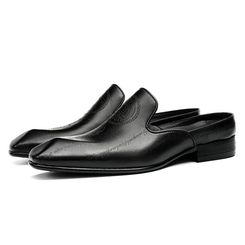 Men's Handmade Retro British Leather Half-Slippers