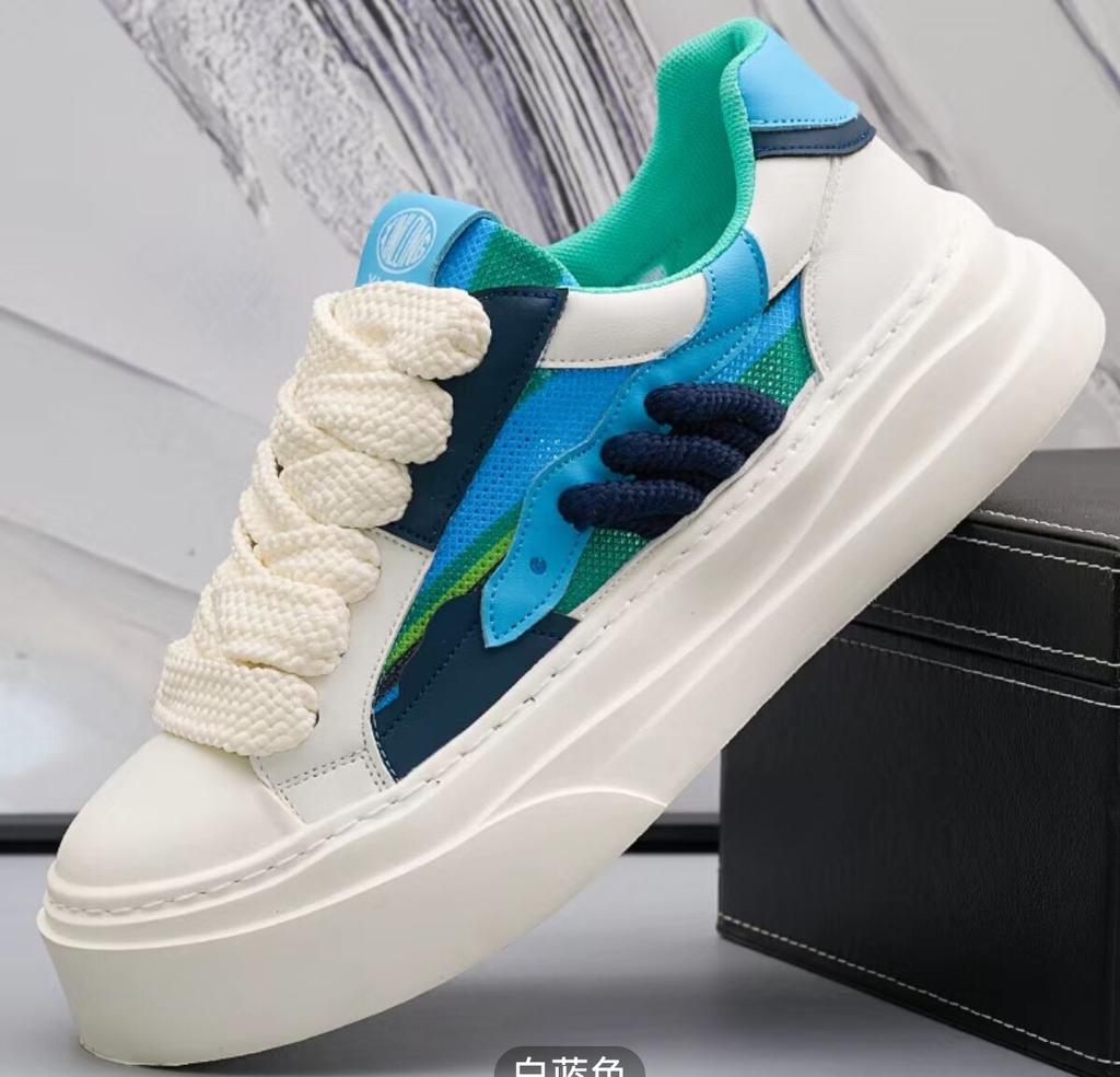 Mode Neue Herren Charm Gemischte Farbe Atmungsaktiv Schnürleder Freizeitschuhe Männlich Bequeme Dicke Sohle Slipper Zapatos Hombre