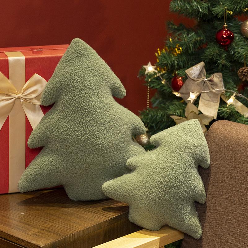 Christmas Tree Stuffed Throw Pillow Cute Soft Xmas Tree Plush Pillow Doll Decorative Sofa Cushion Home Christmas Party Decorgift