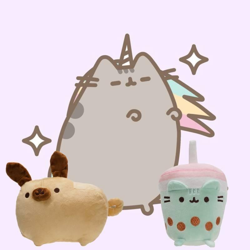 Cute Gray Fat Cat Plush Toy Doll Stuffed Animal Souvenir Cartoon Figure 20cm