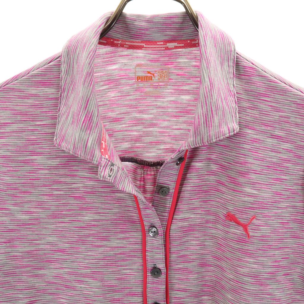 Puma Overall Handle French Sleeve Polo Shirt L Pink Women Used