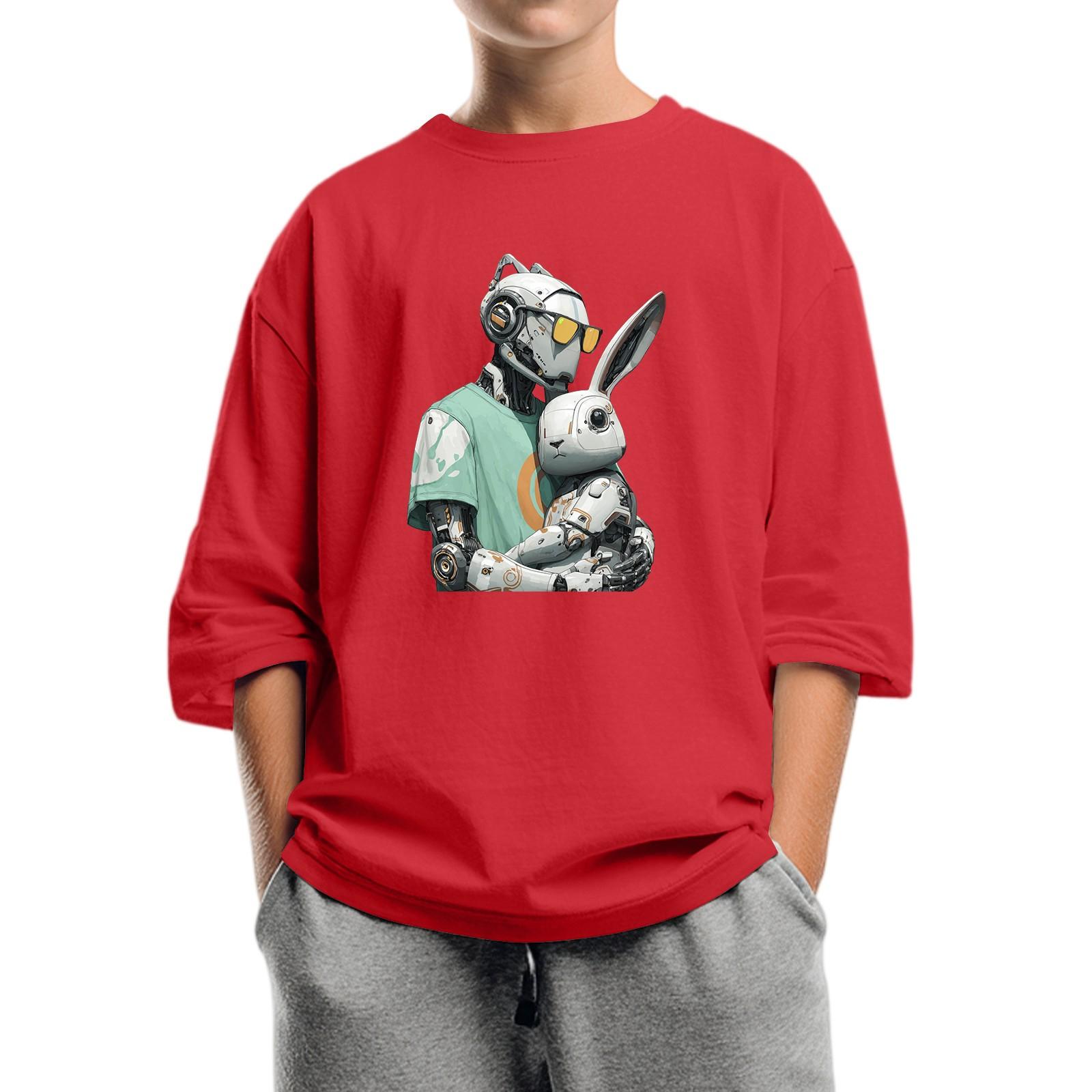 

Детская мода Принтованный топ с круглым вырезом и рукавом семь восьмых Повседневная футболка 120 красный