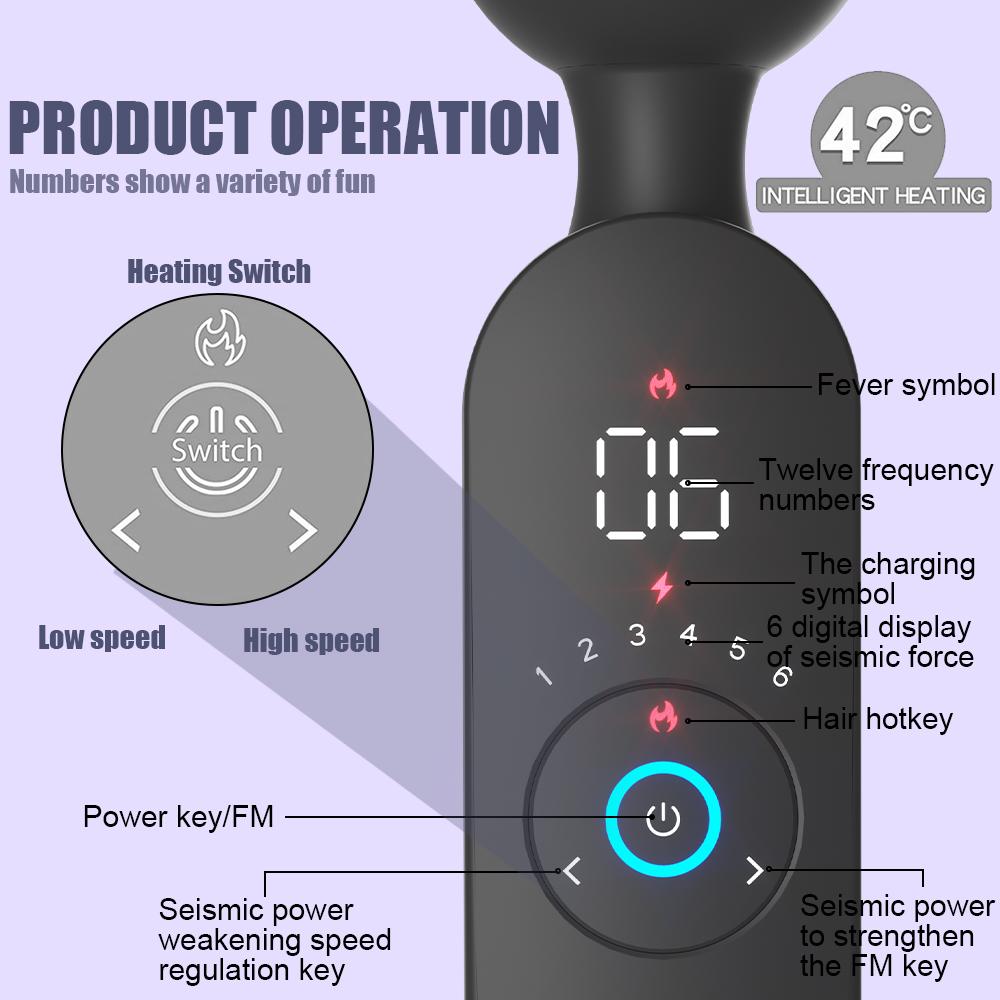 Clitoris AV Vibrator G Spot Smart Heating Magic Wand Masturbator 12 Modes 6 Speeds Female Private Orgasm Adult Sex Toy for Women