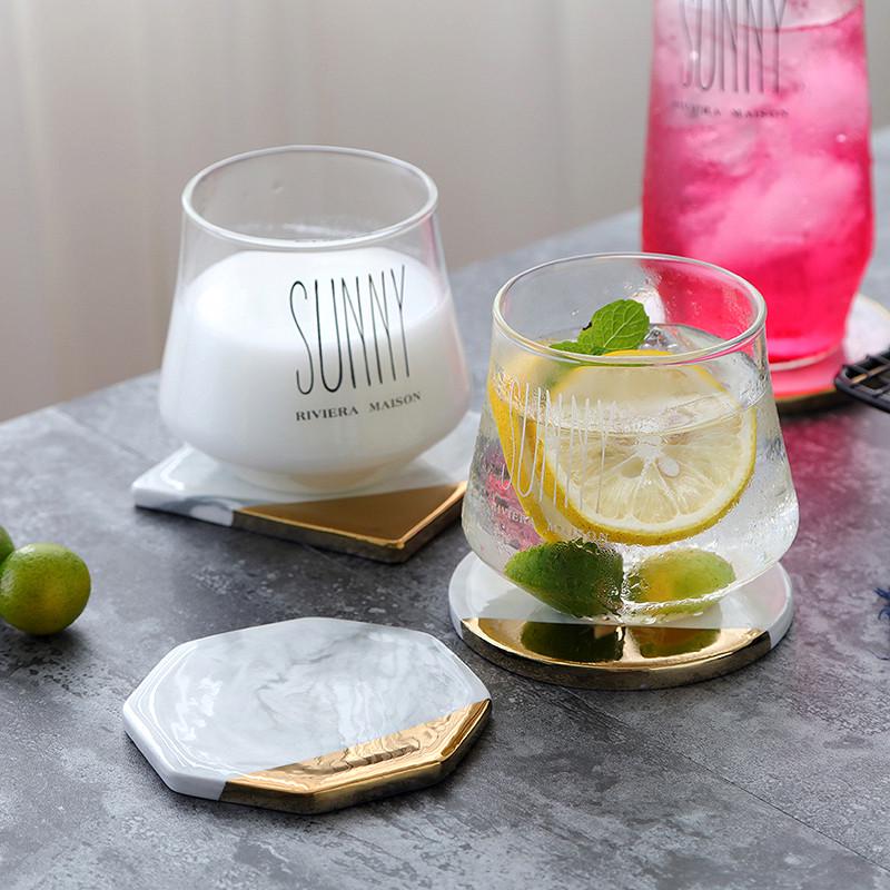 Evropský styl Mramorový vzor Zlaté pokovení Keramická podložka pod šálek Podložky Protiskluzové