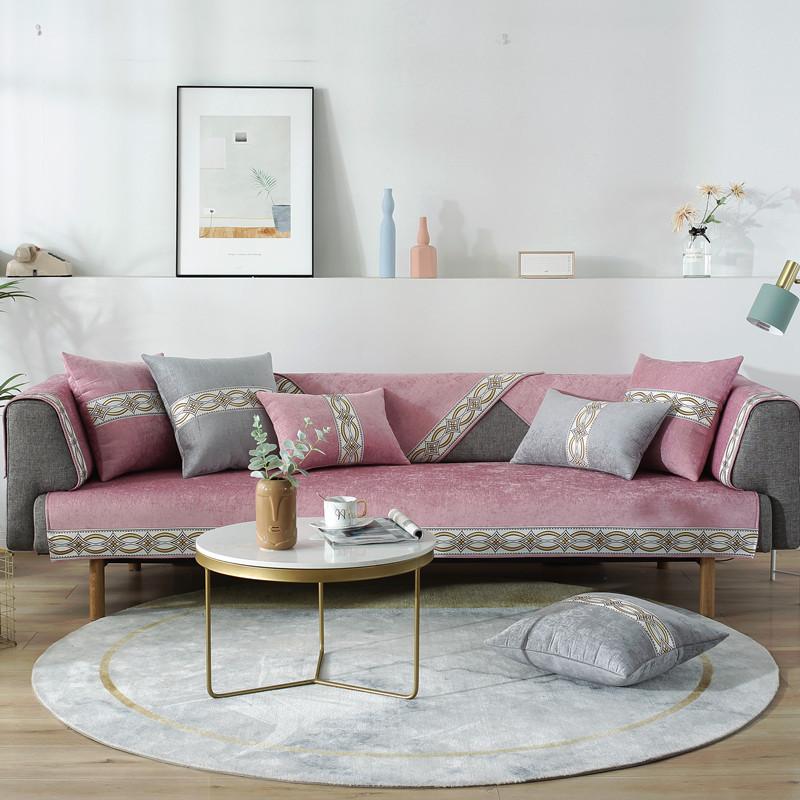 

Nordic Silicone Non-Slip Chenille Sofa Cushion Universal Living Room Seat Cover Four Seasons Durable Soft Comfortable 70*70