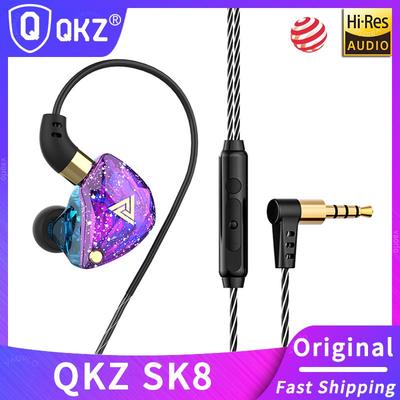 QKZ SK8 Kabelgebundenes Headset HIFI Dynamischer Stereo Schwerer Bass 3,5MM AUX In In-Ear-Monitor Kopfhörer Spiel Sport Musik Kopfhörer Mit Mikrofon