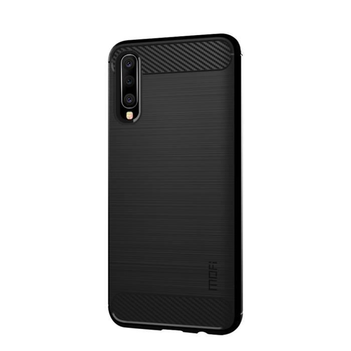 Coque pour votre samsung galaxy a70 en tpu fibre de carbone noir