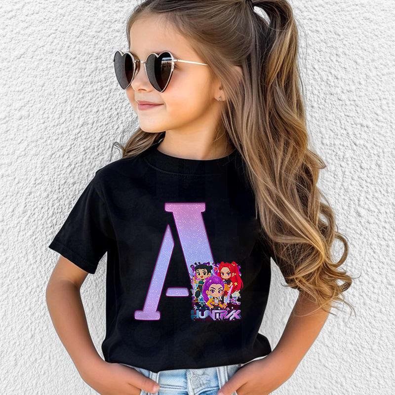 

KPOP Korean Wave Witch Hunt printed T-shirt short sleeved children s round neck top 150cm