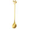 6PCS/Set Stainless Steel Gold Leaf Coffee Spoon 16.4cm Ice-Cream Tea Stirring Spoons for Tea, Coffee