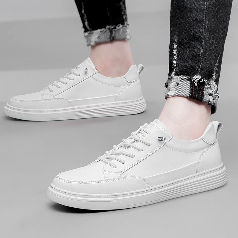 Men's Genuine Leather Slip-On Sports Casual Shoes with Thick Sole