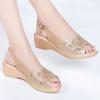 Mesh Sandals Women's High Heeled Fish Beak Sandals Hollowed Out Soft Soles and Thick Heels Work Shoes Summer
