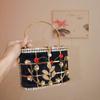 Metal Birdcage Hollow Vegetable Basket Bag Shiny Not Efficient Rhinestone Flowers Premium Portable Dinner Bag