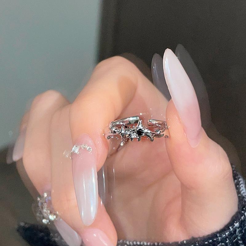 Niche Design Sense Irregular Personality French Premium Sense Lava Diablo Ring Female Hip Hop Open Ring