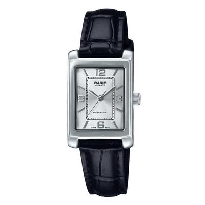 Standard Analog Leather Strap Silver Dial Quartz LTP-1234LL-7A Women's Watch