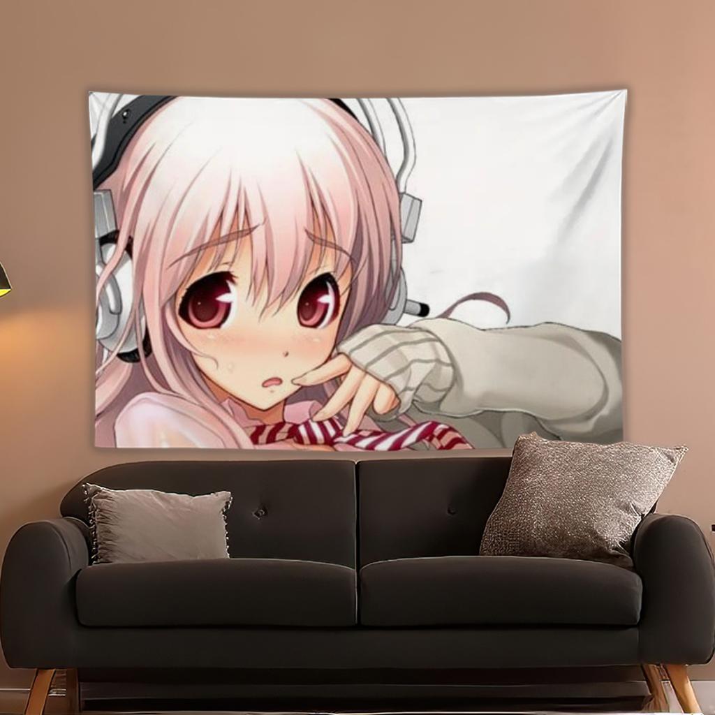 Japanese Anime Game Super Sonico Graphic Cute Cartoon Tapestry Room Decoration Home Decor Bedroom Wall Hanging Fabric