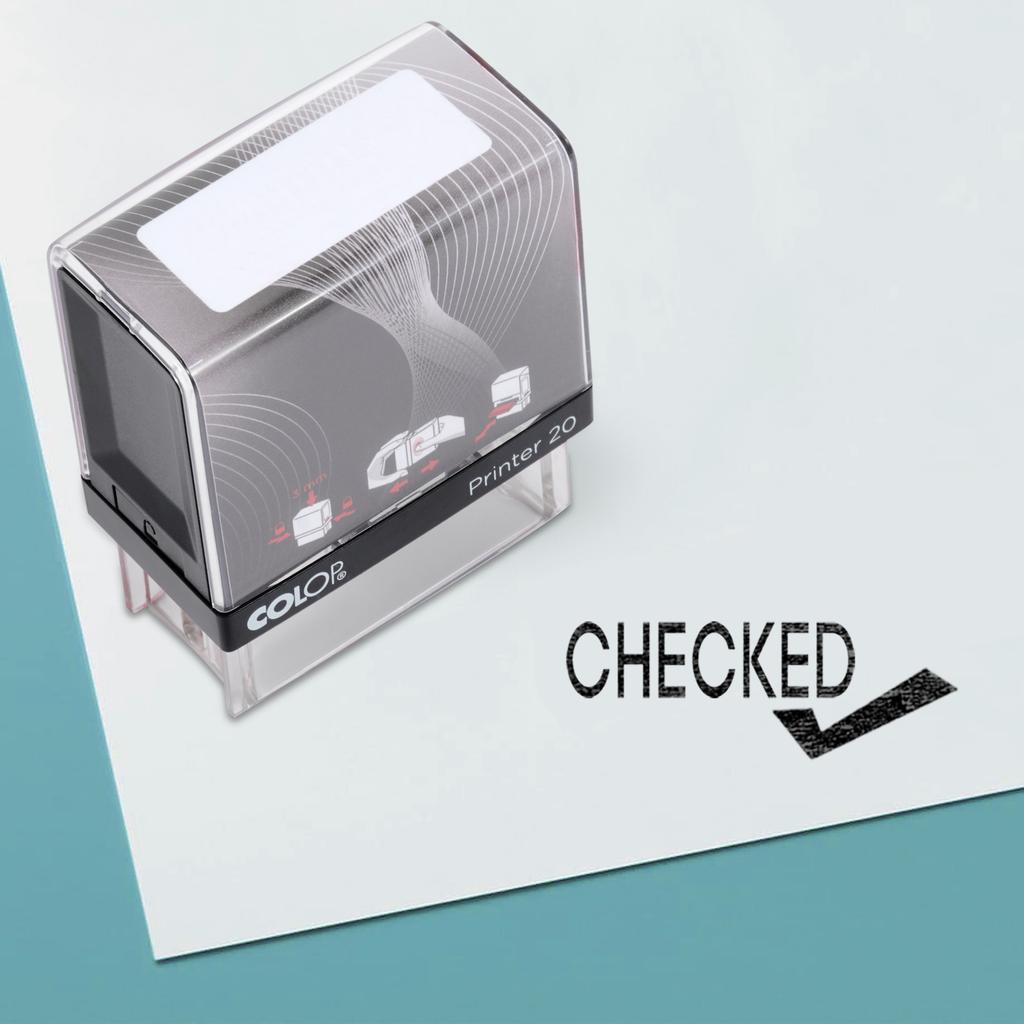 Checked Self Inking Rubber Stamp Custom Colop Office Stationary P20 Mini Stamper