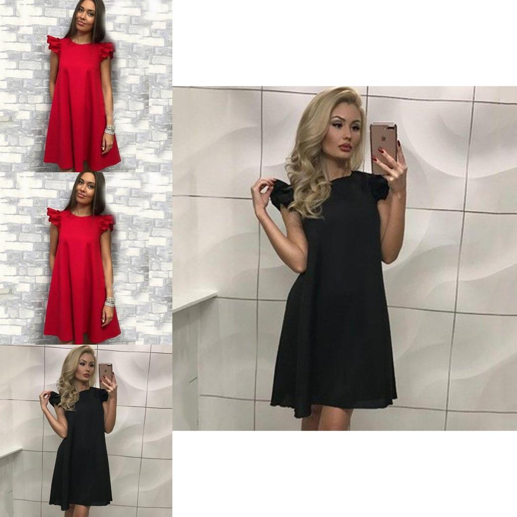 Elegant New Women's Boho Evening Cocktail Party Dress With Exquisite Lotus Leaf Sleeves
