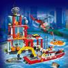 Fire Station City Oceans Blocks Compatible Fire Station Set with Fire Station Fire Helicopter Fire Ship Rescue Boat