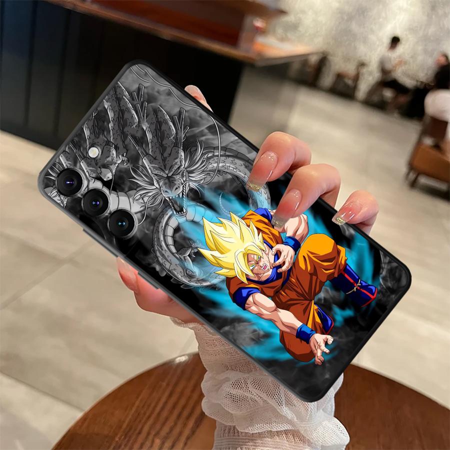 Black Soft Phone Cover Case for Samsung Galaxy A22 A52 A32 A23 A53 A35 A36 A24 A55 A25 A71 A26 A72 A41 A51 A73 Anime DragonS