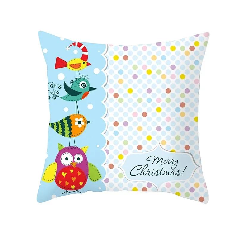Polyester Fiber Green Series Christmas 2024 Pillow Cover Sofa Cushion Home Decorative Pillows Cover
