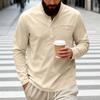 Mens Loose Fit Long Sleeve Henley Shirt Casual Basic Top