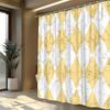 1pc Modern Checkerboard Shower Curtain - White & Yellow, Geometric Diamonds, Swirling Marble Texture, Polyester