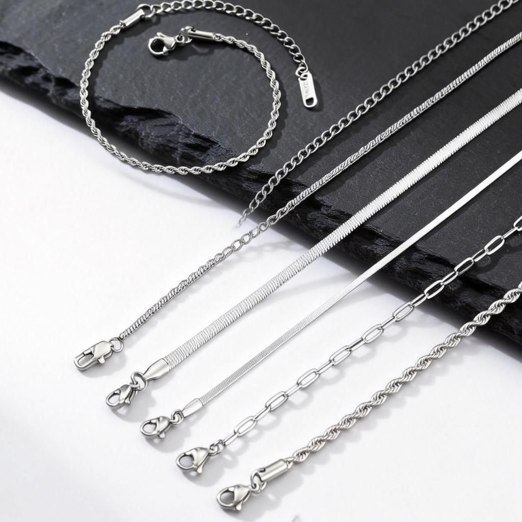 Men's Thin Chain Bracelet,Adjustable Stainless Steel Metal Chain Wristband,Classic Hip Hop Trendy Jewelry Gift for Him