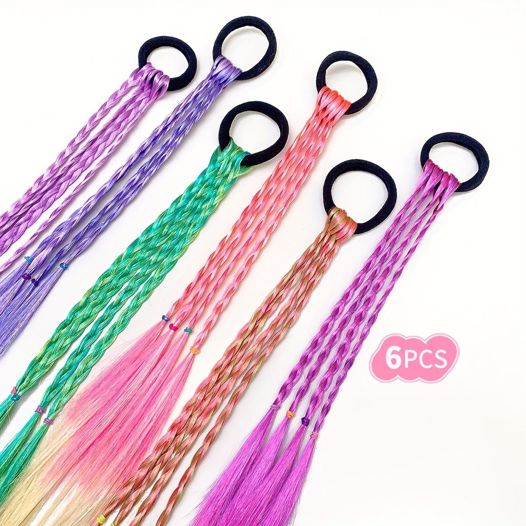 Girls' Hair Accessories Set Colorful Braided Wigs, Sweet Headbands Perfect Halloween & Christmas Gift for Women