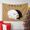 Minimalist Artwork of a Woman's Profile with Red Lips and a Black Shadow. Patterned Tapestry for Bedroom and Living Room Home Decor