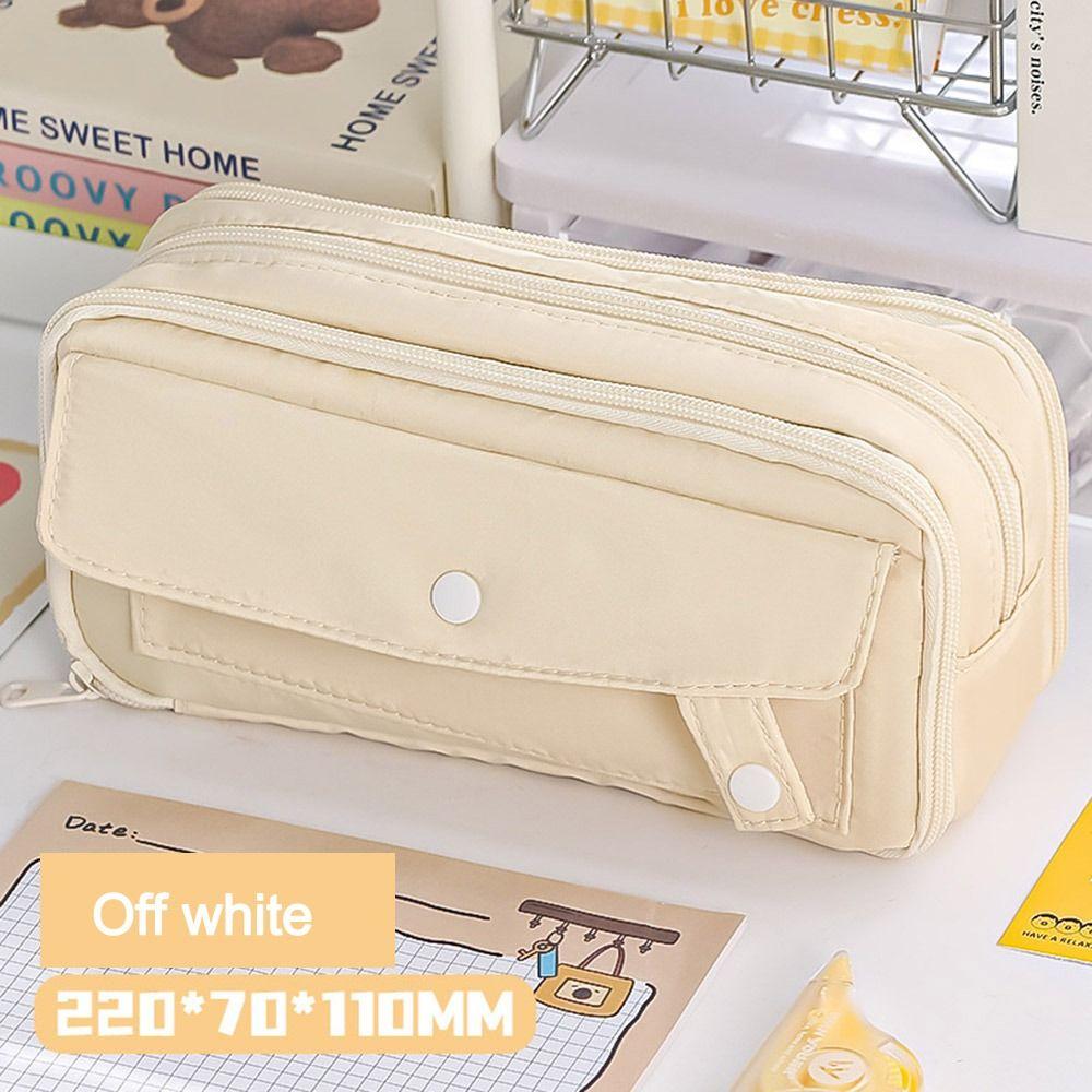 

Многослойный пенал большой емкости канцелярская сумка минималистская сумка для ручек школьный офис бежевый