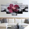 5 Panels Landschaft Orchidee Schwarz Kieselsteine ​​Leinwand Malerei Poster und Drucke Wand Kunst Bilder Wohnzimmer Home Decor Kein Rahmen