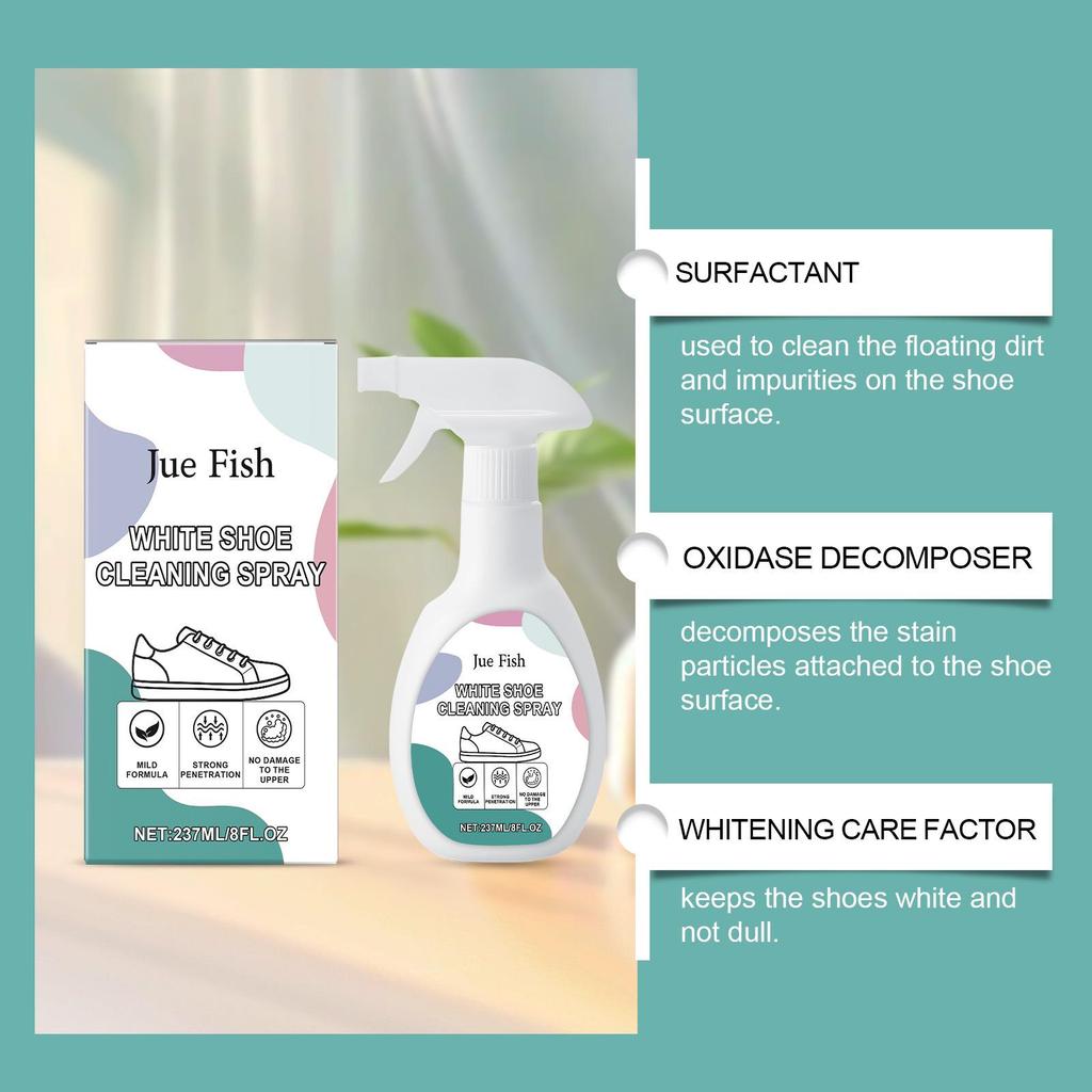 JUE FISH Portable White Shoe Cleaner and Anti-Yellowing Stain Remover