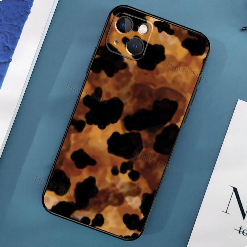 Tortoiseshell Tortoise Shell-fodral på för iPhone 11 12 13 Pro Max Mini X XR XS Max 6 7 8 Plus SE 2020 telefonbaksida
