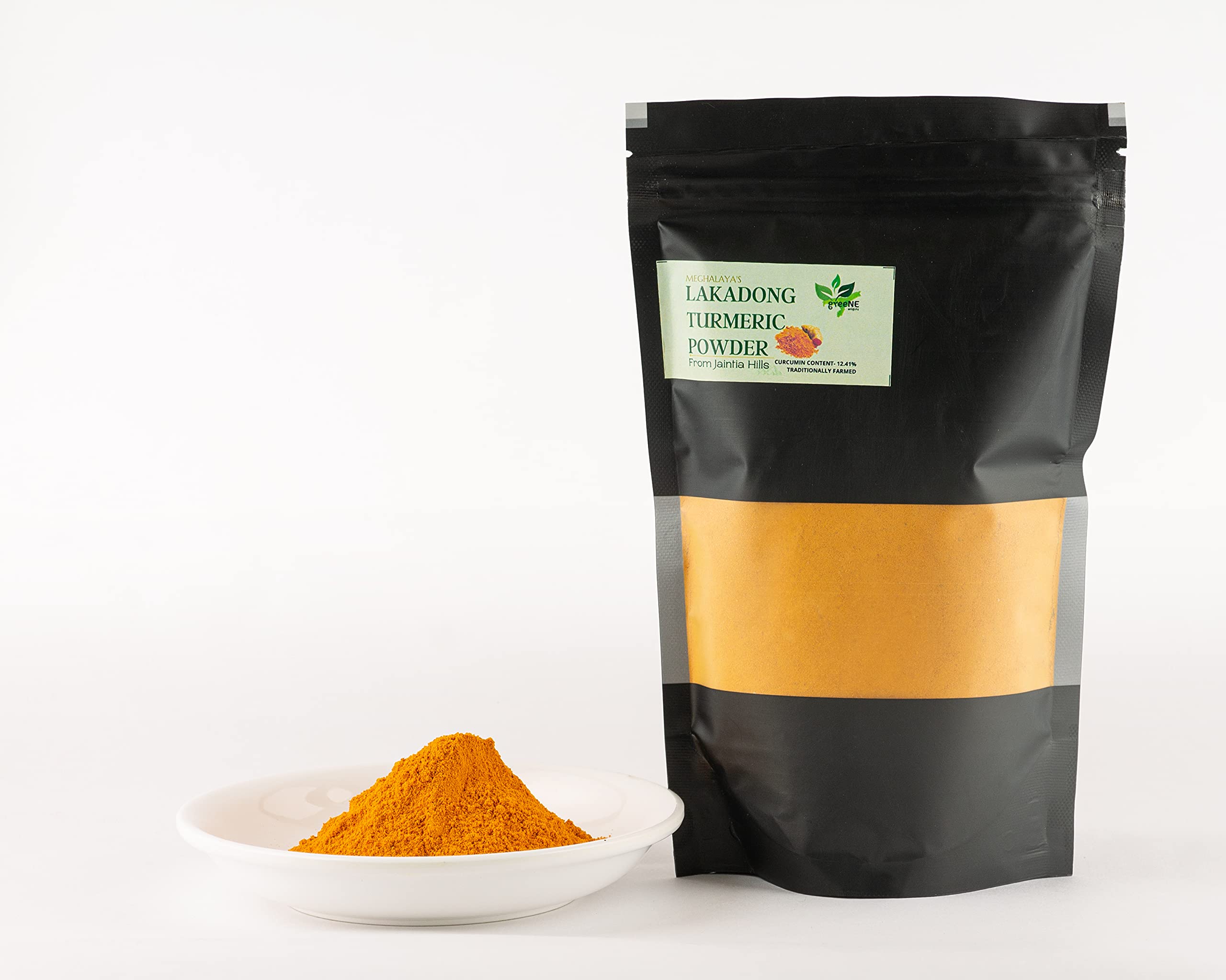 Порошок куркумы Greene Origins Lakadong 500 г | Высокое содержание куркумина (8-12%) | С ГИ-маркировкой | Органическая куркума из Мегхалаи | Чистая и дикая куркума для