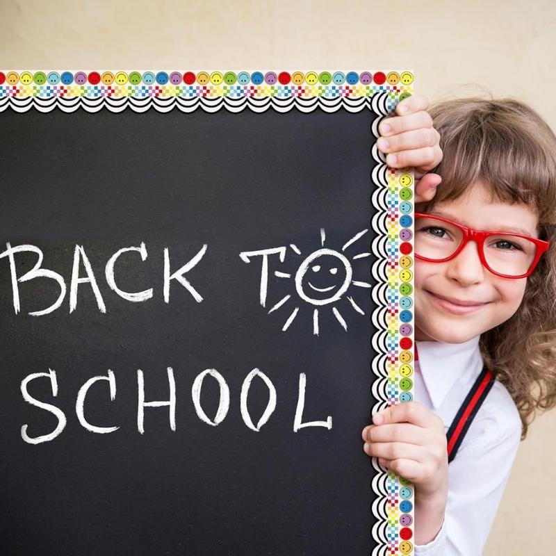 32.8ft Smiling Face Border Trim Wall Sticker for Chalkboard Notice Board Decoration Bulletin Board Border Trim Sticker