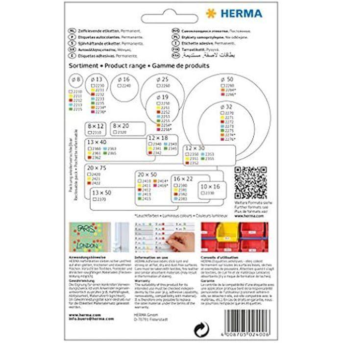 Étiquettes Universelles - HERMA - 2400 - 19 X 40 Mm - 640 Pièces - Papier Blanc