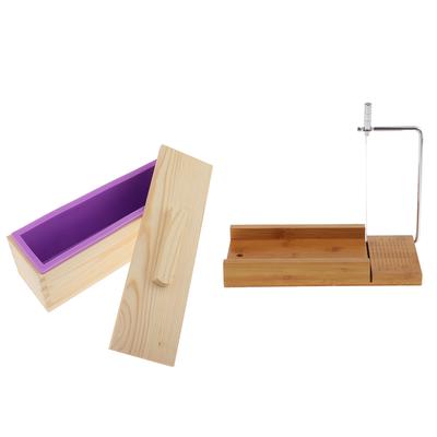 2 Pieces Wooden Soap Cutter with Wire Slicer Making Loaf Silicone Mold