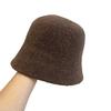 Cappello a secchiello lavorato a maglia in filato di cashmere circolare, piccolo e semplice cappello da pescatore a campana dritto in peluche alla moda per l'autunno e l'inverno