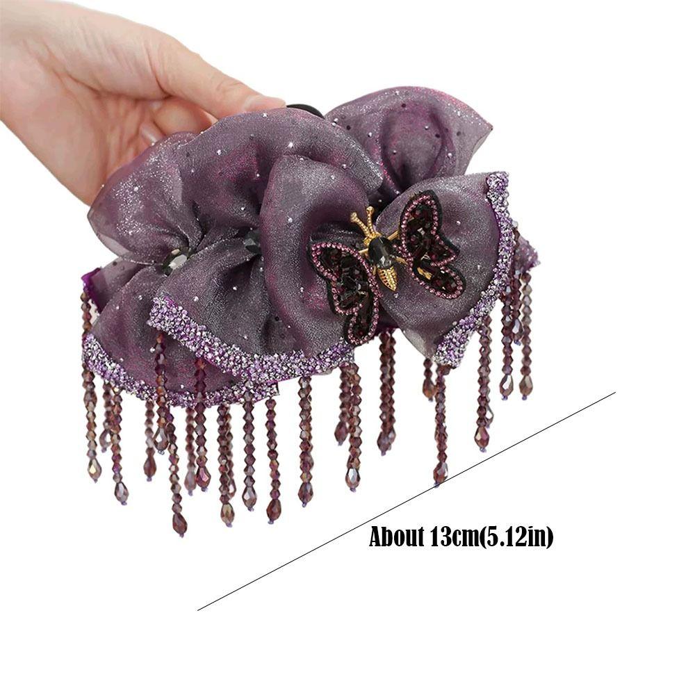 Fashion Flower and Butterfly Tassel Hair Clip Mesh Non Slip Beaded Shark Hair Clip Hairpin Hair Accessories