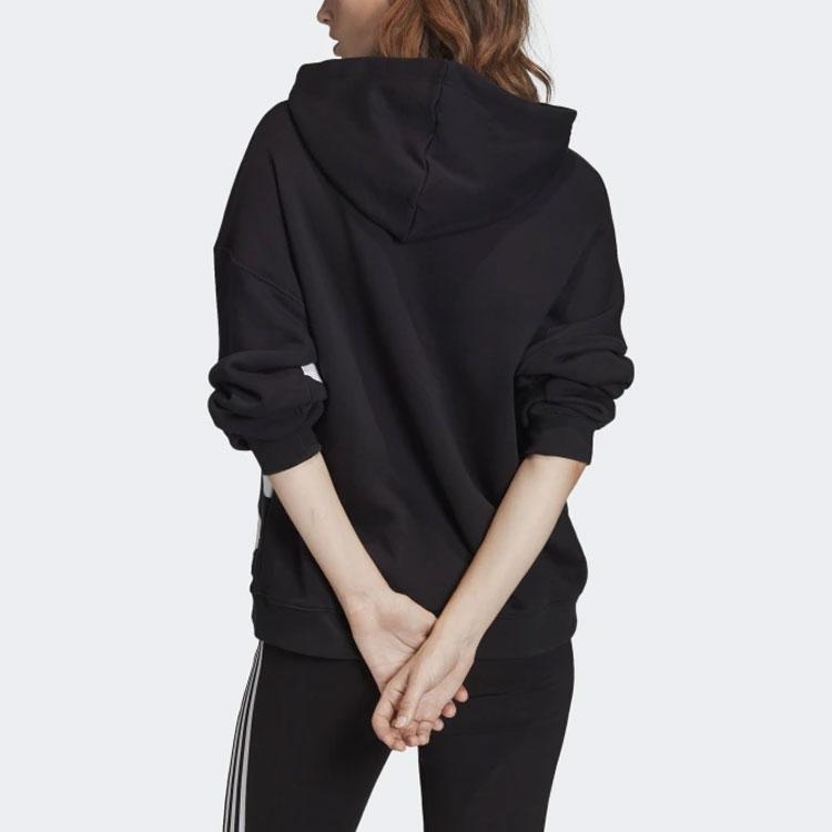 adidas Originals Trefoil Logo Womens Hoodie Large Logo American Style Sweatshirt Women Hoodies Black FS1308