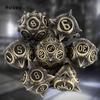 7 Pcs Yellow Meteor Hammer Metal Dice Solid Metal Polyhedral Dice Set Suitable For Role-Playing Dice PropBoard Game Gift
