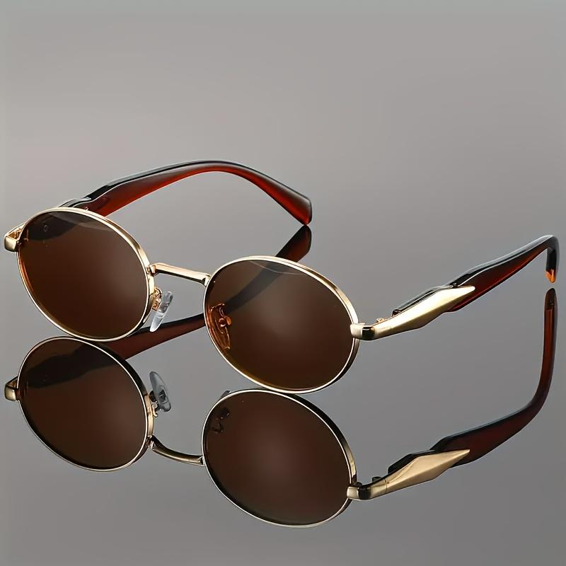 Attractive Glasses Men's Silver Gray Retro Oval Shaped Small Frame Sunglasses European And American Wo Trendy Round Face Slimming Street Hip-Hop Glasses