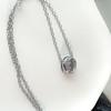 Full Of Diamonds Zircon Classic Mobius Ring Three Seconds Heart-Moving Necklace Women'S Light Luxury Niche High-End Sense Collarbone Chain