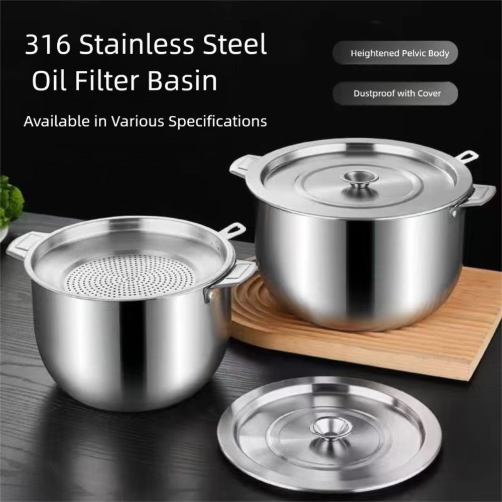 New 2.8L Oil Filter Pot Stainless Steel Lard Strainer Filter Tank Grease Keeper Storage Container Oil Pot Kitchen