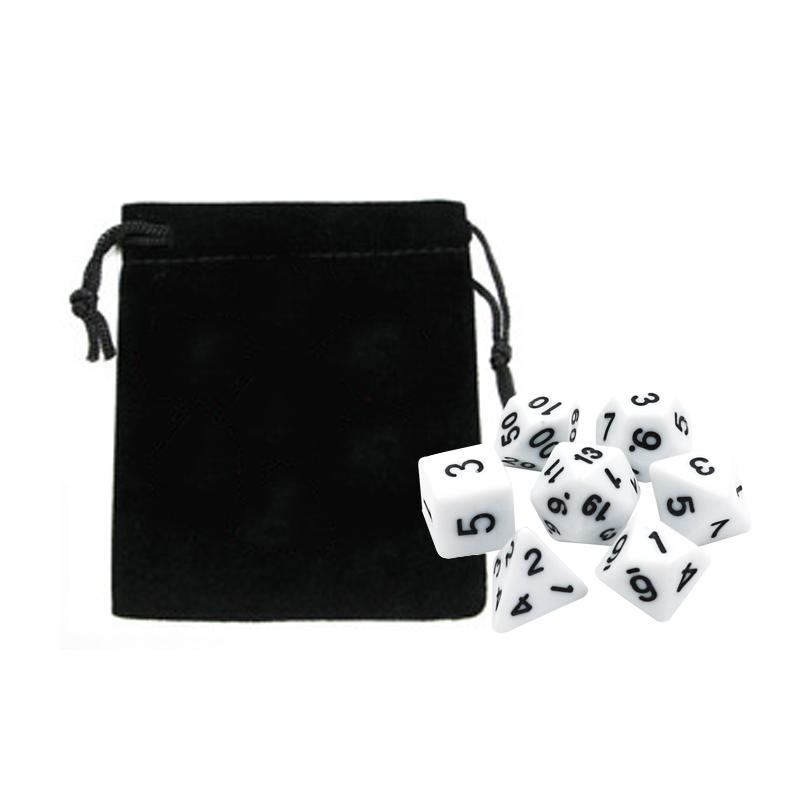 7pc/lot DND Dice Set with Velvet Dice Bag D4,D6,D8,D10,D10%,D12,D20 Colorful Accessories for Board Game,DnD, RPG GYH