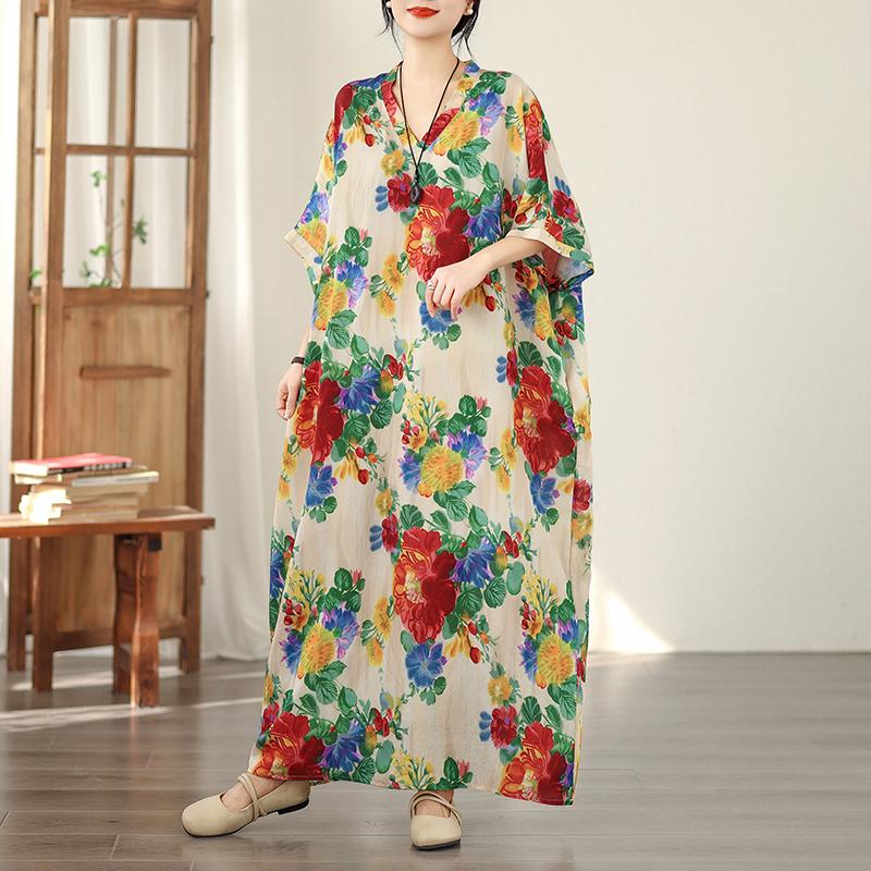 DIMANAF New 2026 Women Plus Size Spring Summer Beach Long Dress Fashion Lady Loose Oversize Maxi Floral Print Black